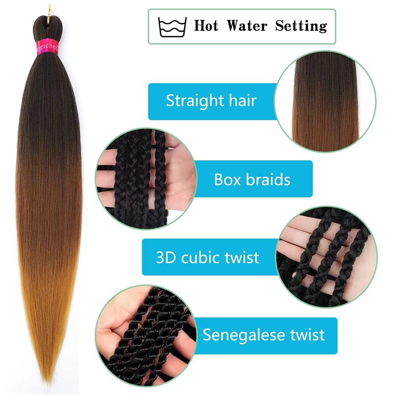 FAYETA Pre Stretched Braiding Hair,Ombre Braiding Hair 28''-8 packs Silky Color Blend Braid Hair Extensions, 100% Synthetic Crochet Hair Braids, Yaki Texture Hair Braiding - Image 4